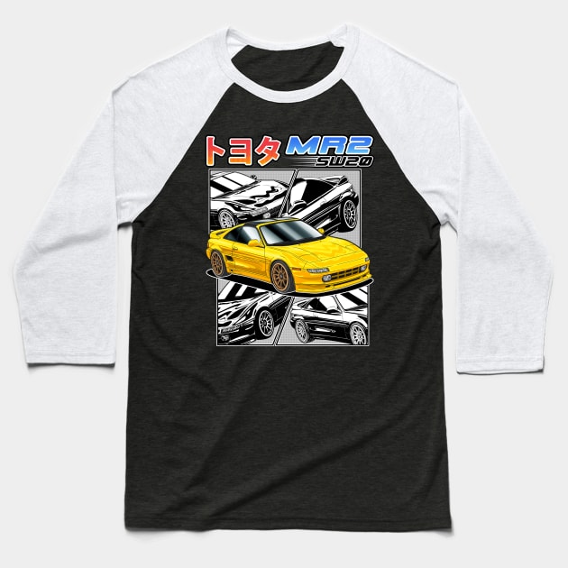 Retro JDM Toyata MR2 SW20 Baseball T-Shirt by Guyvit